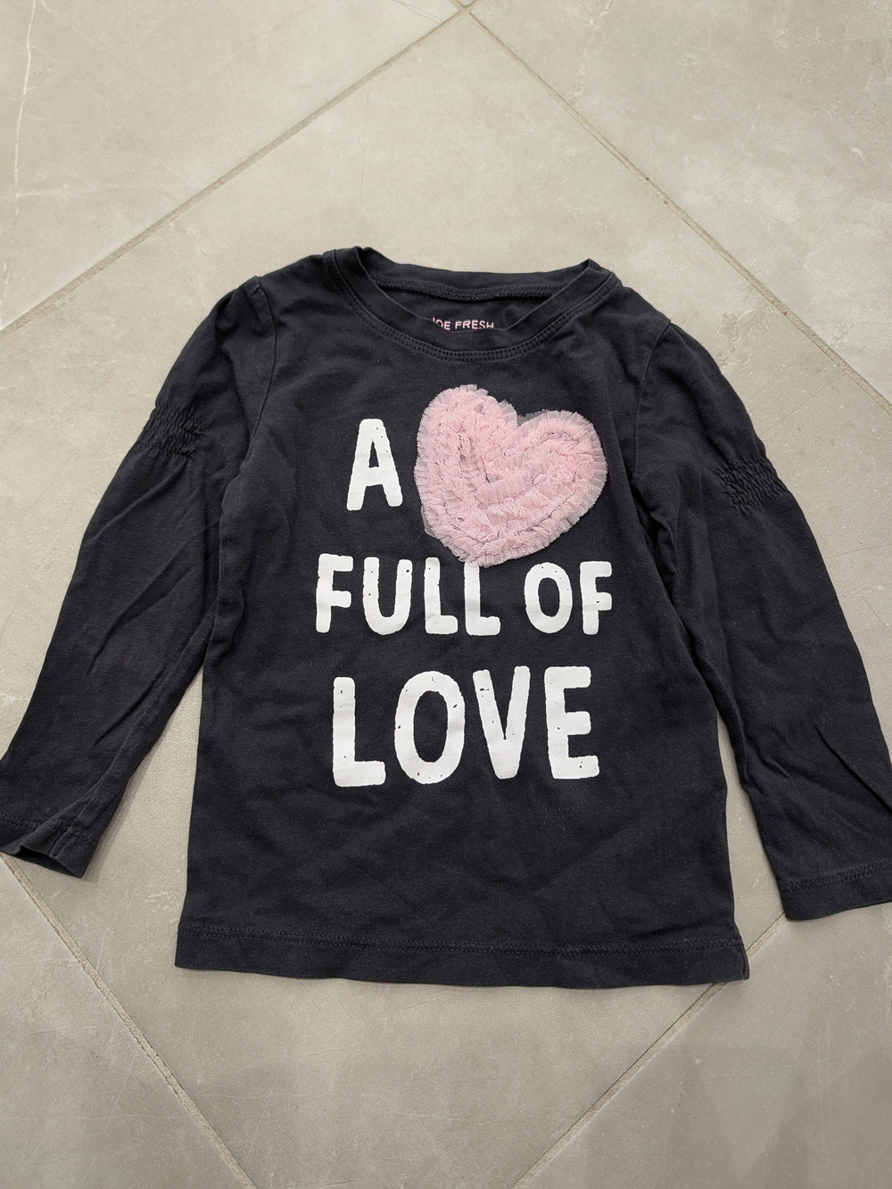 5/$20 Joe Fresh Black Heart Long-Sleeve Shirt – 2T